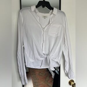 Madewell Sz L White Tie Front Top
